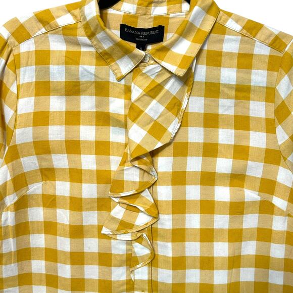Banana Republic Classic Fit Long Sleeve Shirt NWT Women's Sz S Yellow Plaid - Picture 6 of 7